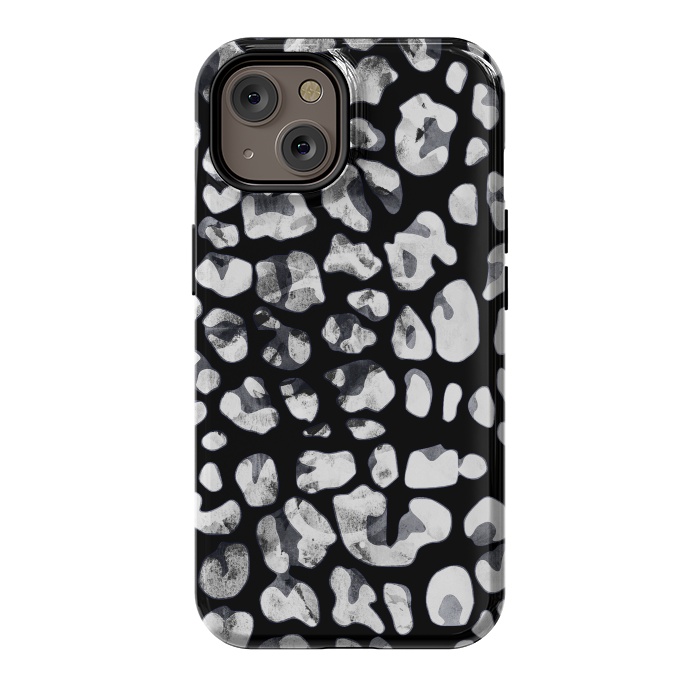 iPhone 14 StrongFit Black and white animal print leopard spots by Oana 
