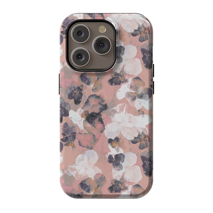 iPhone 14 Pro StrongFit White pink transparent pansy petals painting by Oana 