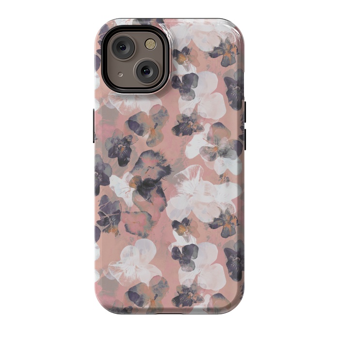 iPhone 14 StrongFit White pink transparent pansy petals painting by Oana 