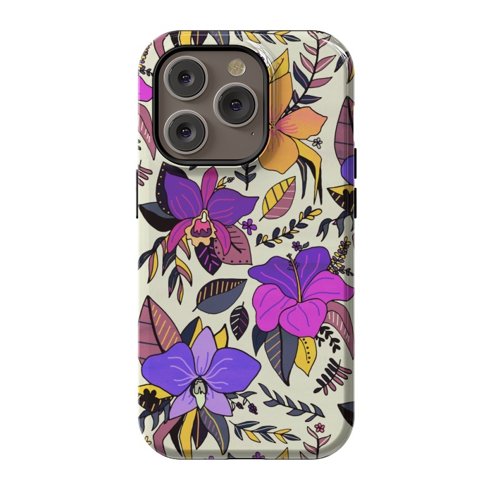 iPhone 14 Pro StrongFit Sunset Tropical Floral by Tigatiga