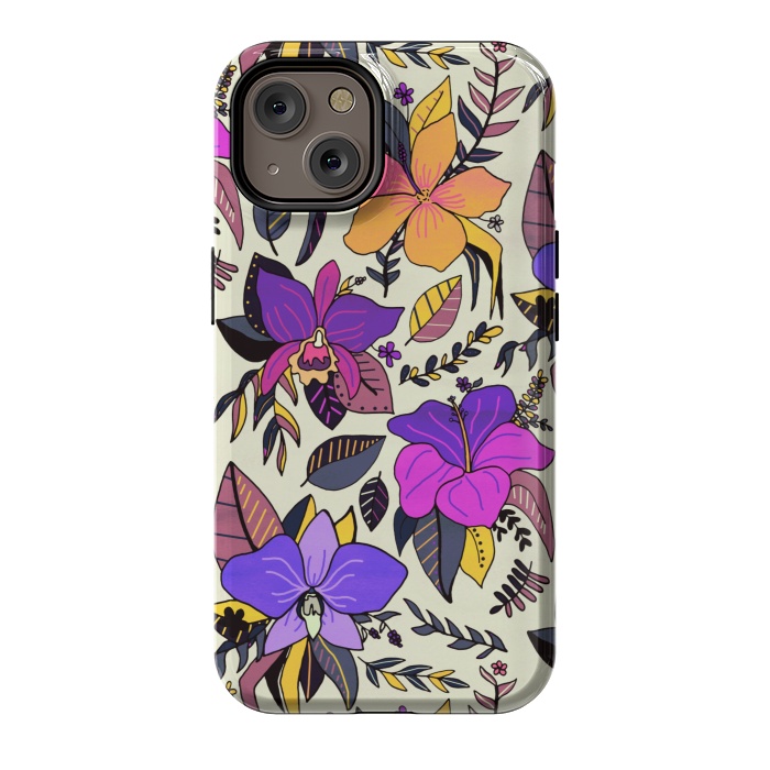 iPhone 14 StrongFit Sunset Tropical Floral by Tigatiga