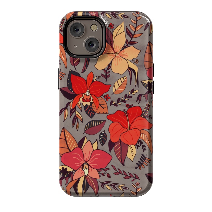iPhone 14 StrongFit Red Tropical Floral by Tigatiga