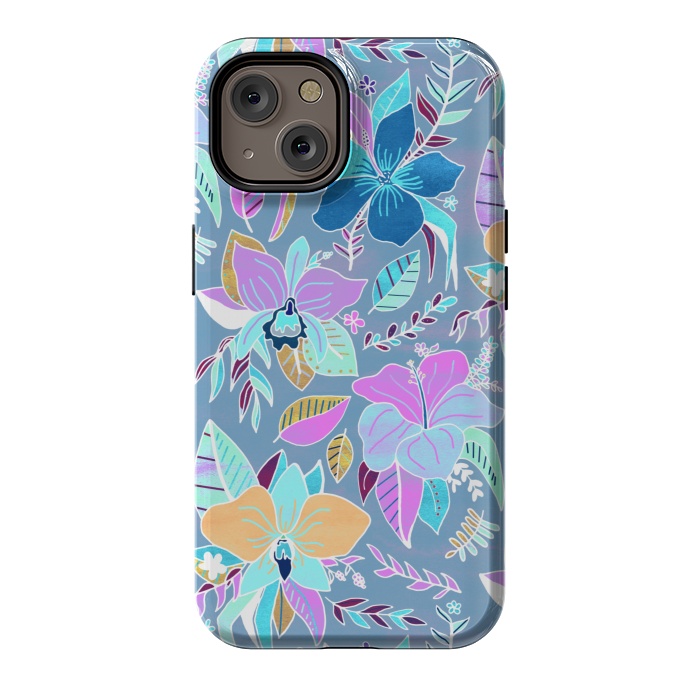 iPhone 14 StrongFit Pastel Tropical Floral by Tigatiga