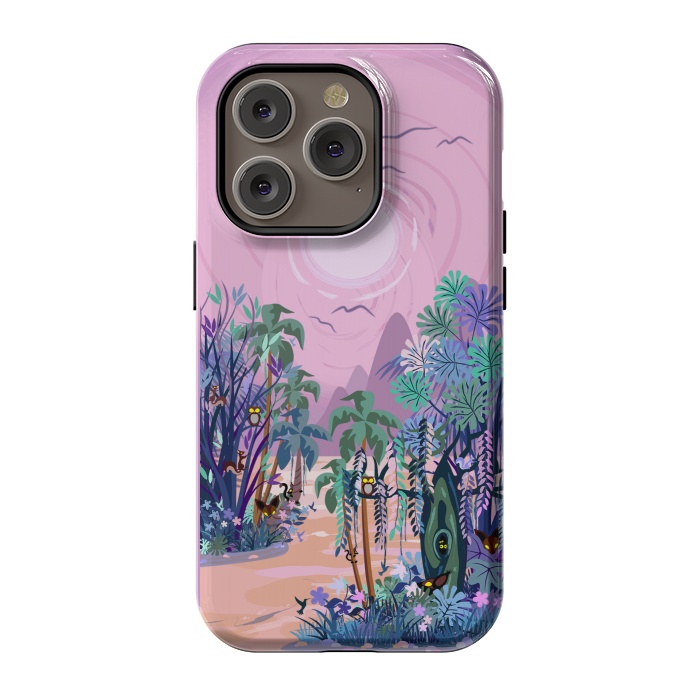 iPhone 14 Pro StrongFit The Eyes of the Enchanted Misty Forest by BluedarkArt