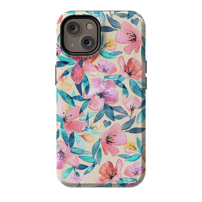 iPhone 14 StrongFit Fresh Watercolor Floral on Cream  by Micklyn Le Feuvre