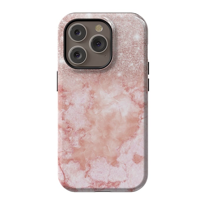 iPhone 14 Pro StrongFit Glitter on Blush Agate by  Utart