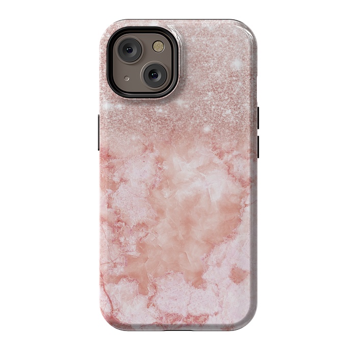 iPhone 14 StrongFit Glitter on Blush Agate by  Utart