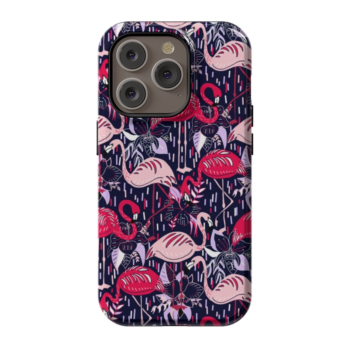 iPhone 14 Pro StrongFit Fantasy Flamingos  by Tigatiga