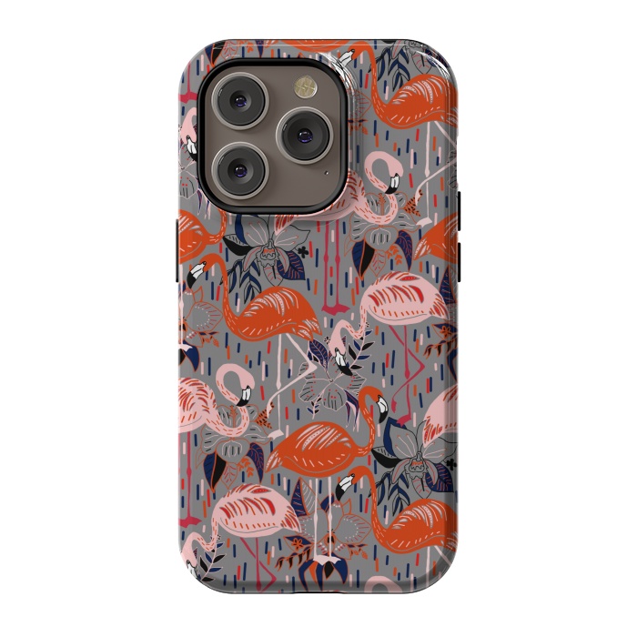 iPhone 14 Pro StrongFit Flamingos  by Tigatiga