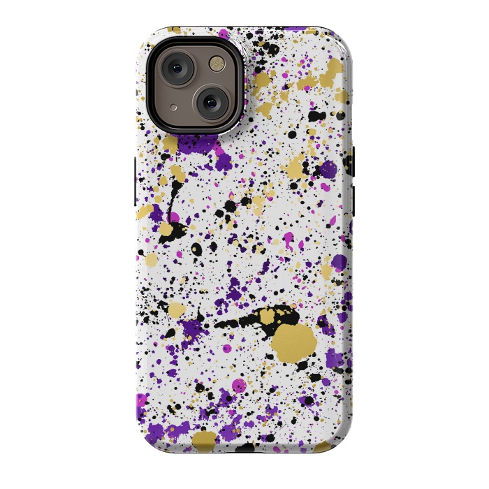 iPhone 14 StrongFit Colorful Paint Splatter by Art Design Works