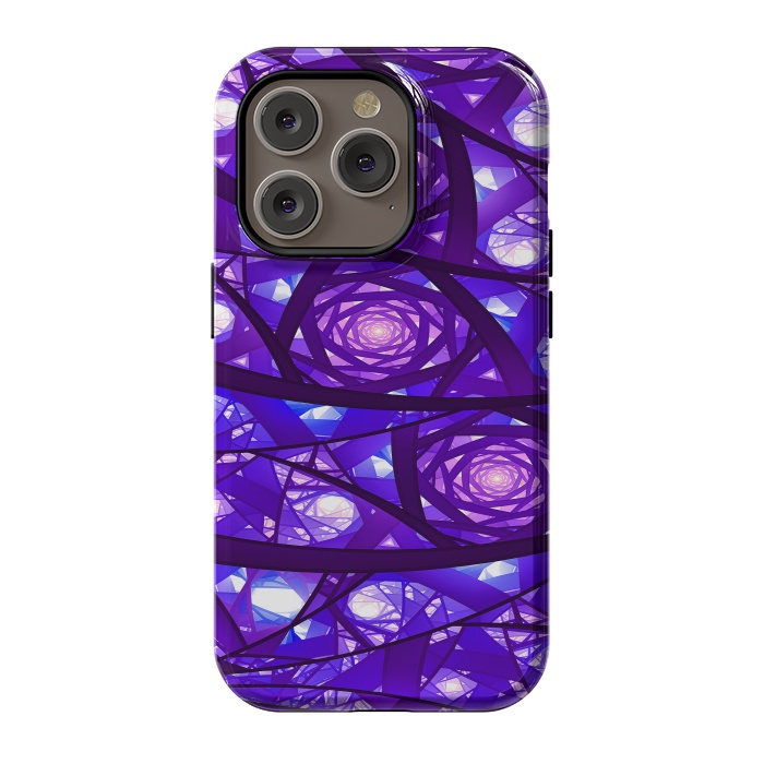 iPhone 14 Pro StrongFit Purple Fractal Pattern by Art Design Works