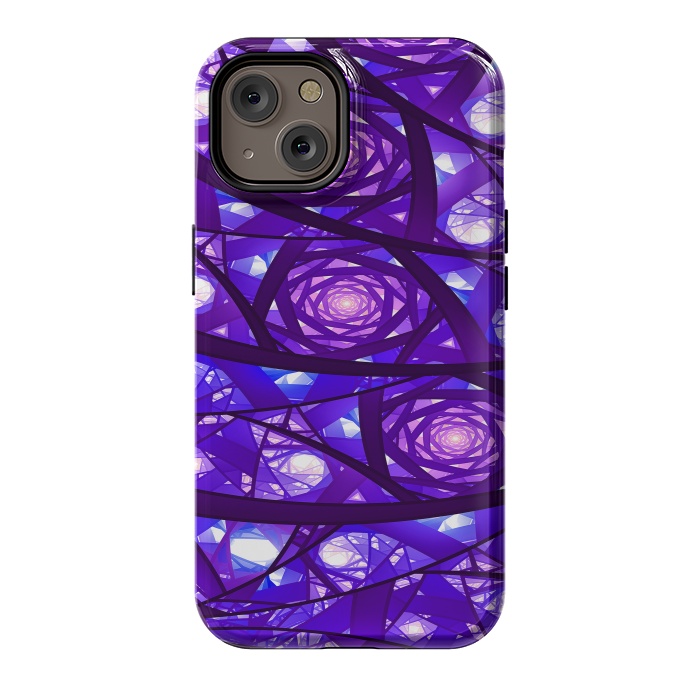 iPhone 14 StrongFit Purple Fractal Pattern by Art Design Works