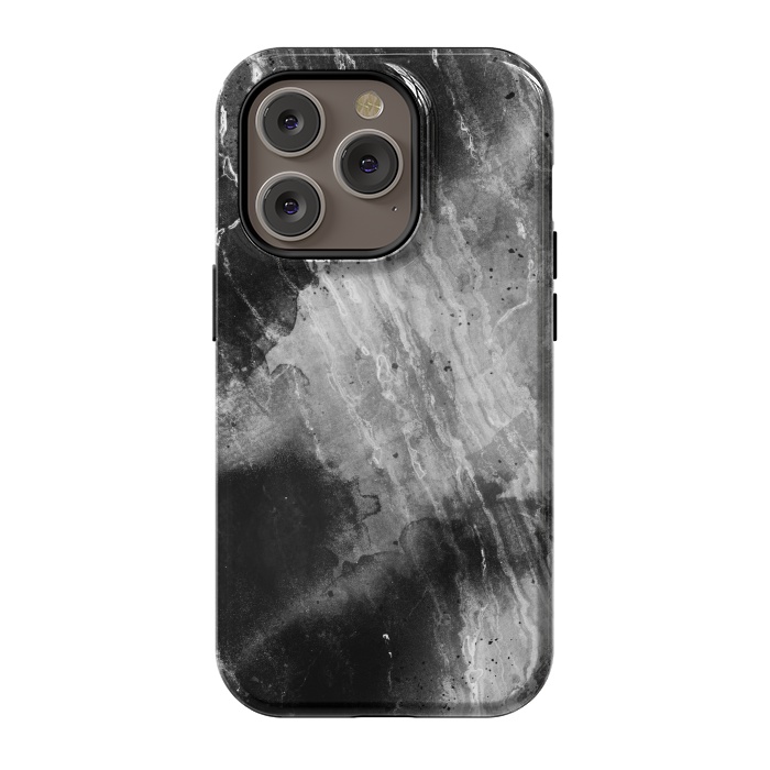 iPhone 14 Pro StrongFit Black gray faded marble painting by Oana 