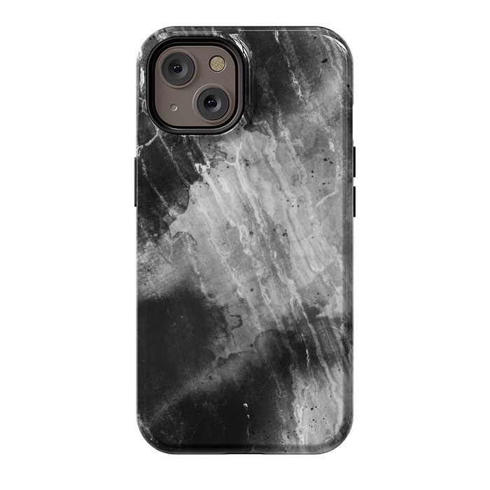iPhone 14 StrongFit Black gray faded marble painting by Oana 