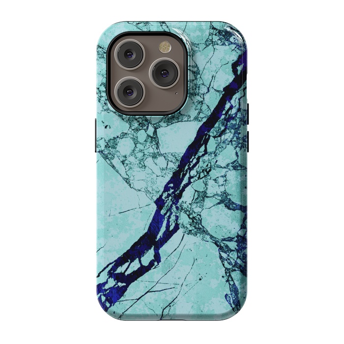 iPhone 14 Pro StrongFit Turquoise blue marble by Oana 