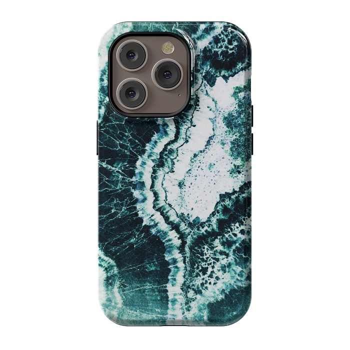 iPhone 14 Pro StrongFit Emerald green agate marble art by Oana 