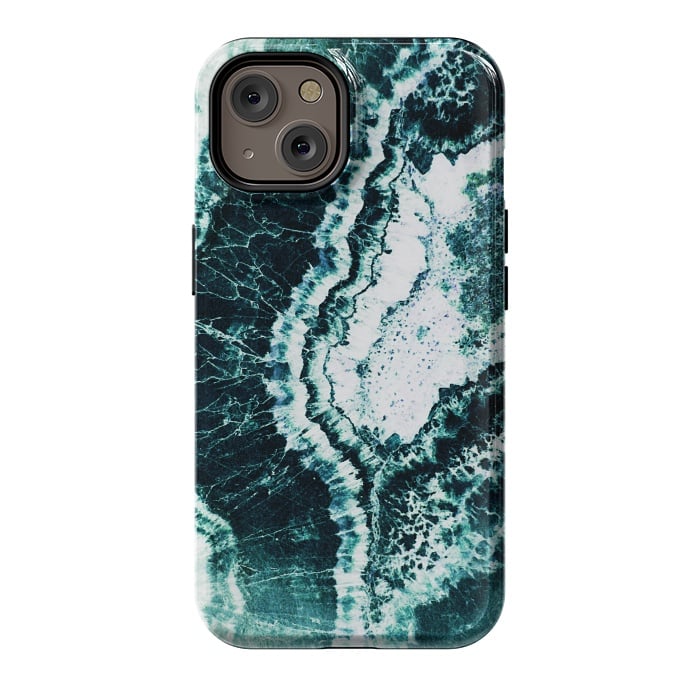 iPhone 14 StrongFit Emerald green agate marble art by Oana 