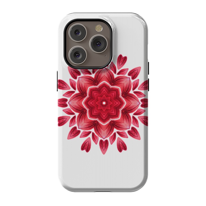 iPhone 14 Pro StrongFit Abstract Watercolor Rose Petal Floral Mandala by Boriana Giormova