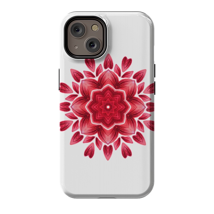 iPhone 14 StrongFit Abstract Watercolor Rose Petal Floral Mandala by Boriana Giormova