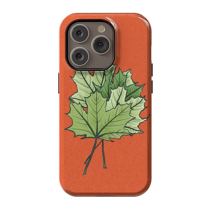 iPhone 14 Pro StrongFit Maple Leaves Digital Art In Green And Orange by Boriana Giormova
