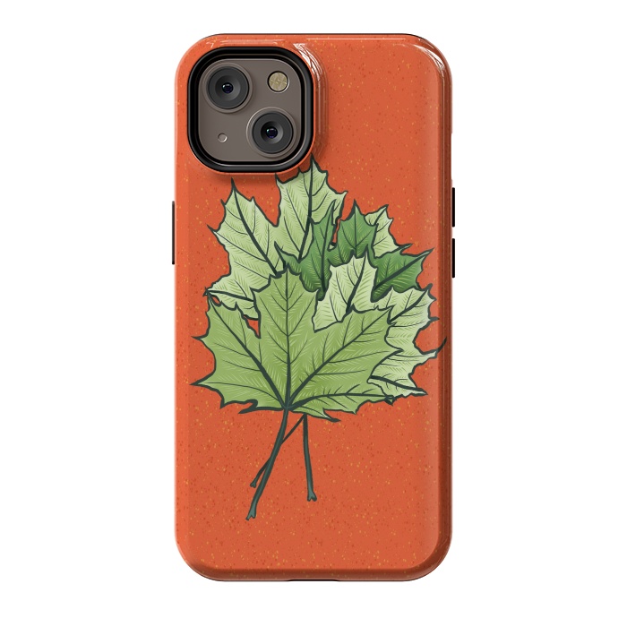 iPhone 14 StrongFit Maple Leaves Digital Art In Green And Orange by Boriana Giormova