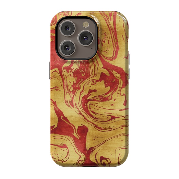 iPhone 14 Pro StrongFit Red Dragon Marble by Art Design Works