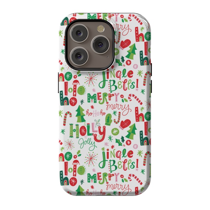 iPhone 14 Pro StrongFit Festive Christmas Lettering by Noonday Design