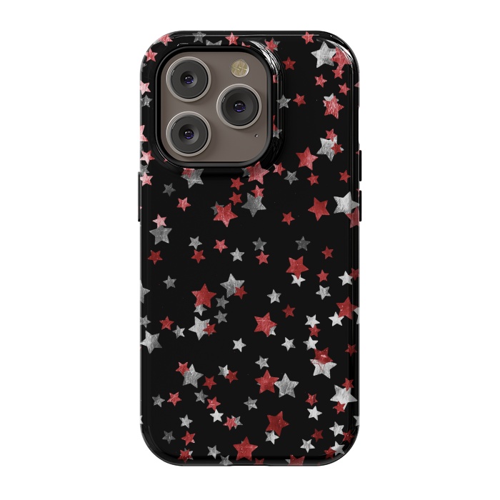 iPhone 14 Pro StrongFit Rust copper and silver party stars by Oana 