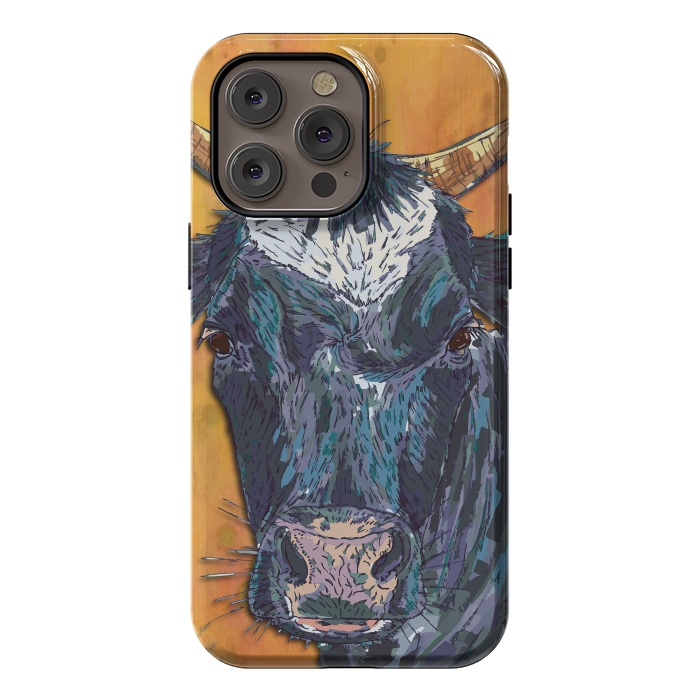 iPhone 14 Pro max StrongFit Cow in Yellow by Lotti Brown