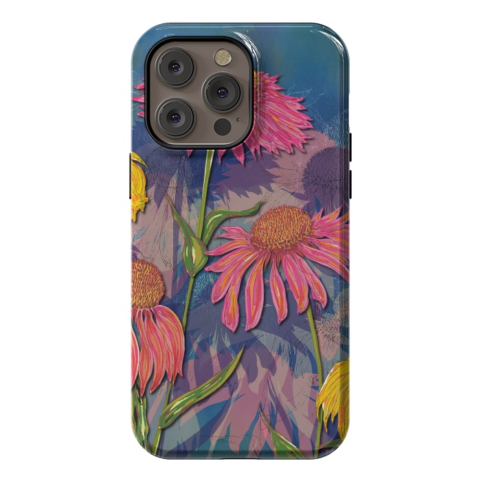 iPhone 14 Pro max StrongFit Pink Coneflowers by Lotti Brown