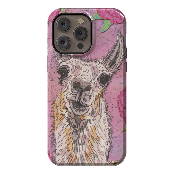 iPhone 14 Pro max StrongFit Perfectly Pink Llama by Lotti Brown