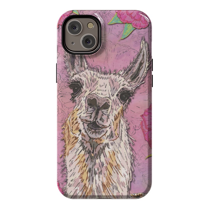 iPhone 14 Plus StrongFit Perfectly Pink Llama by Lotti Brown