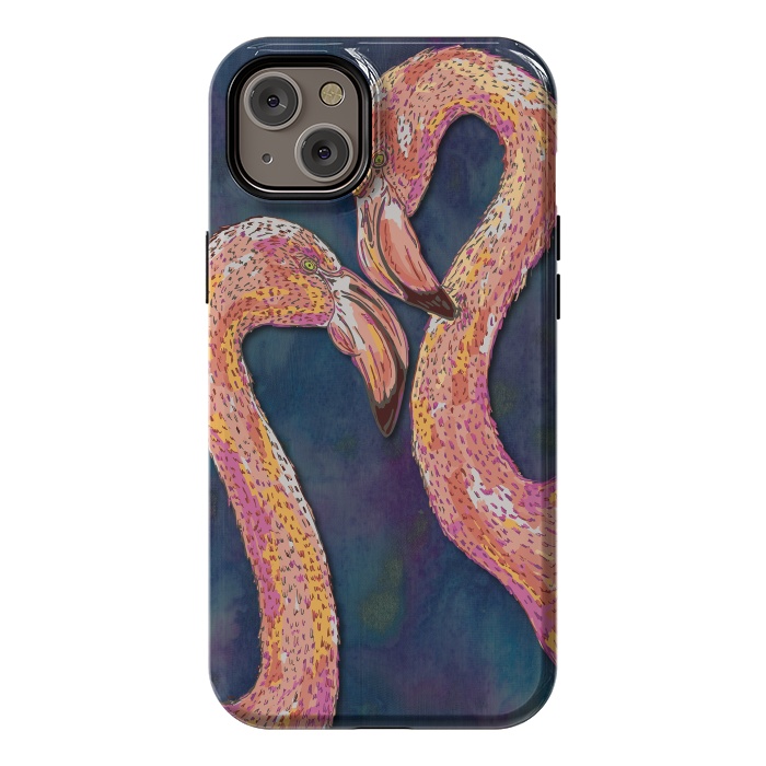 iPhone 14 Plus StrongFit Pink Flamingos by Lotti Brown