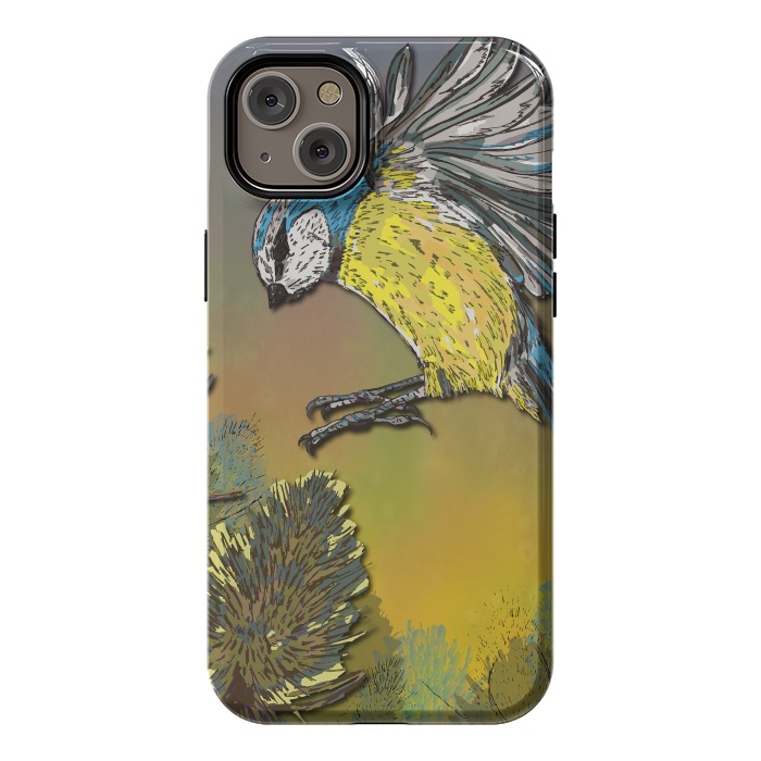 iPhone 14 Plus StrongFit Blue Tit and Teasels by Lotti Brown