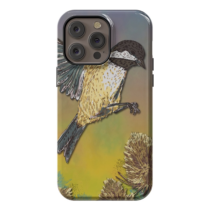 iPhone 14 Pro max StrongFit Coal Tit and Teasels by Lotti Brown