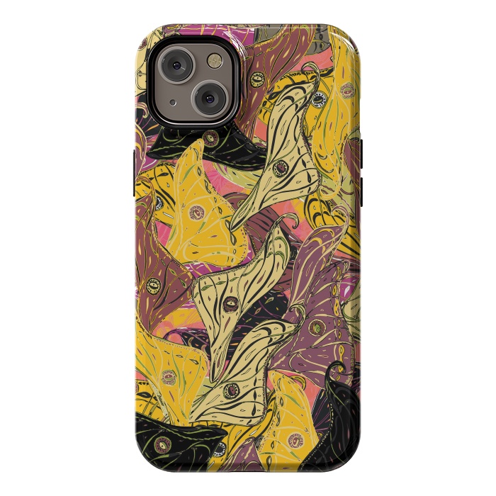 iPhone 14 Plus StrongFit Boho Butterfly Wings - Yellow & Black by Lotti Brown
