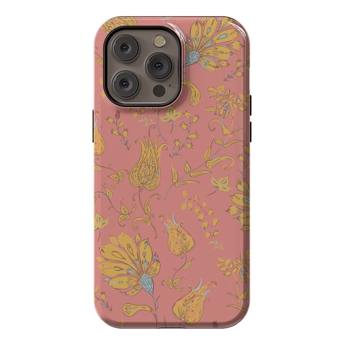 iPhone 14 Pro max StrongFit Paradise Floral - Coral & Yellow by Lotti Brown