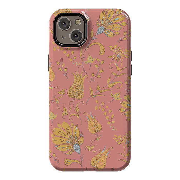 iPhone 14 Plus StrongFit Paradise Floral - Coral & Yellow by Lotti Brown