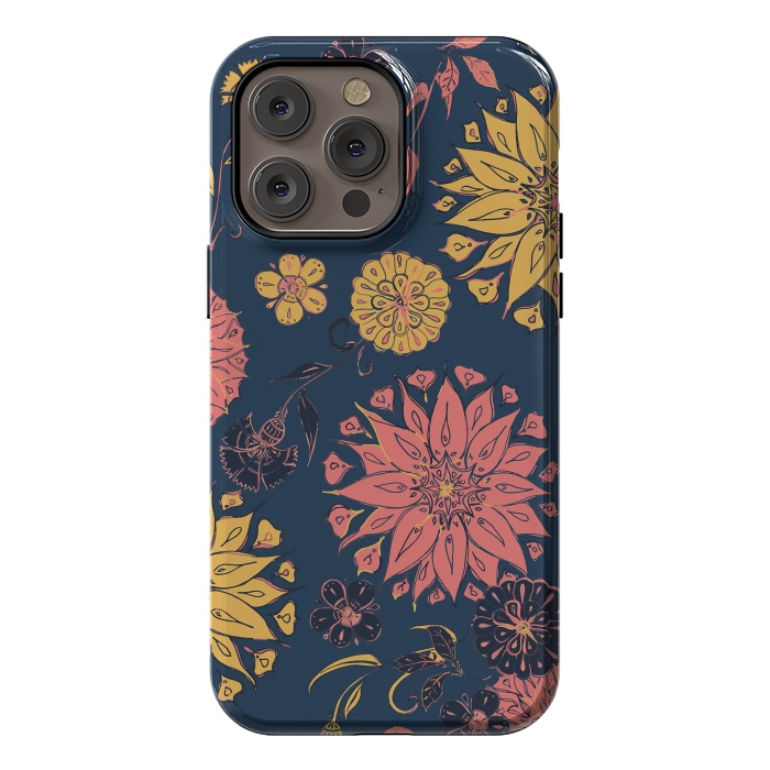 iPhone 14 Pro max StrongFit Multi-Florals - Blue, Pink & Yellow by Lotti Brown