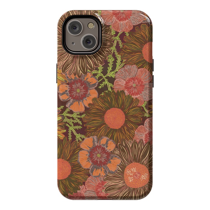 iPhone 14 Plus StrongFit Retro Dark Daisies by Lotti Brown