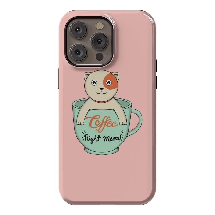 iPhone 14 Pro max StrongFit Coffee right meow pink by Coffee Man