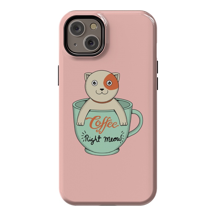iPhone 14 Plus StrongFit Coffee right meow pink by Coffee Man