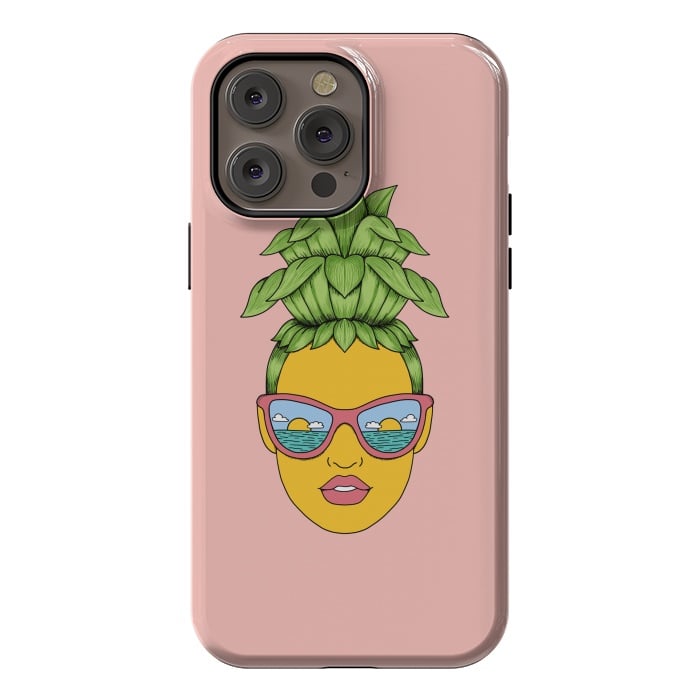 iPhone 14 Pro max StrongFit Pineapple Girl Pink by Coffee Man