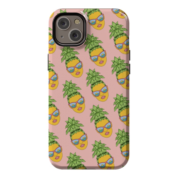 iPhone 14 Plus StrongFit Pineapple Girl Pattern Pink by Coffee Man