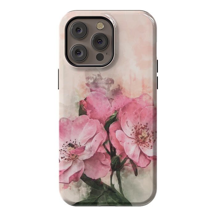 iPhone 14 Pro max StrongFit Vintage Pink Flower by Creativeaxle