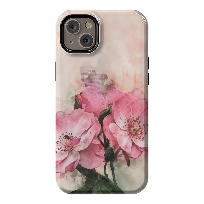 iPhone 14 Plus StrongFit Vintage Pink Flower by Creativeaxle