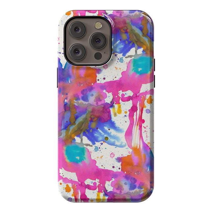 iPhone 14 Pro max StrongFit Paint Splashes Pink by Ninola Design