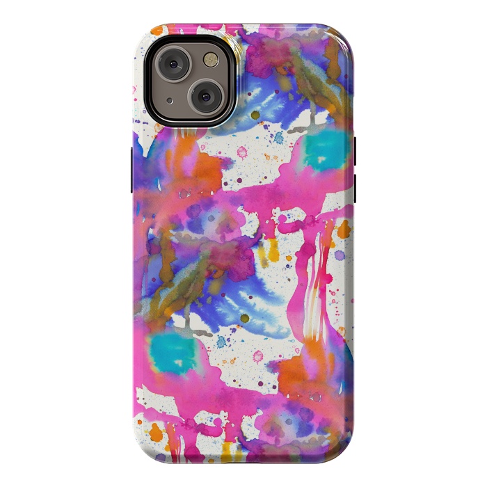iPhone 14 Plus StrongFit Paint Splashes Pink by Ninola Design