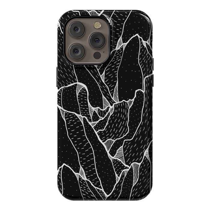 iPhone 14 Pro max StrongFit Black and white pattern hills by Steve Wade (Swade)