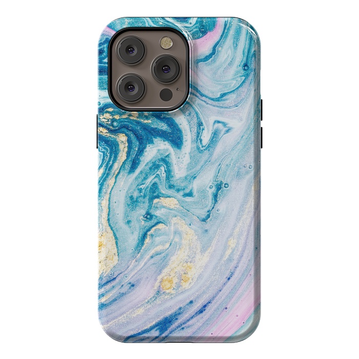 iPhone 14 Pro max StrongFit Pink and Blue Marble by ArtsCase